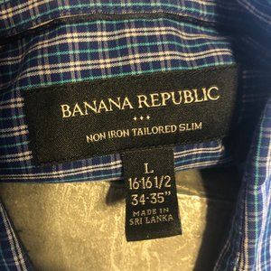 Blue with White & Green Pattern Non-Iron Tailored